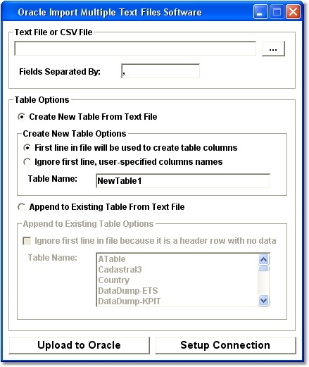 Oracle Import Multiple Text Files Software Screenshot